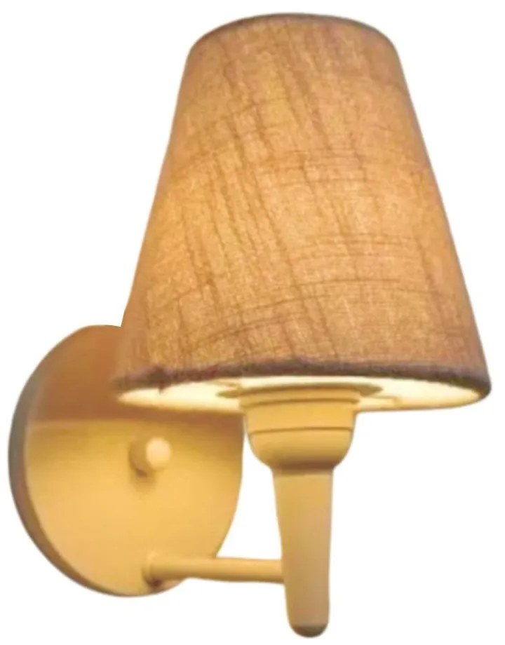 Arandela Cone Md-2004 Base Branco Cúpula em Tecido 14/14x07cm Rustico Bege - Bivolt