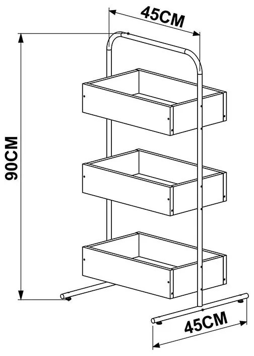 Estante Multifuncional C/ 3 Caixas - Vermont Estrutura Preta