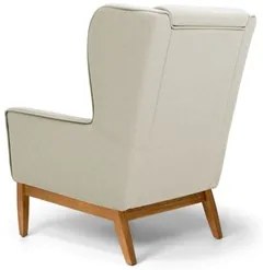 Poltrona Decorativa Base Manu Madeira Milena C-107 Linho Bege - Domi