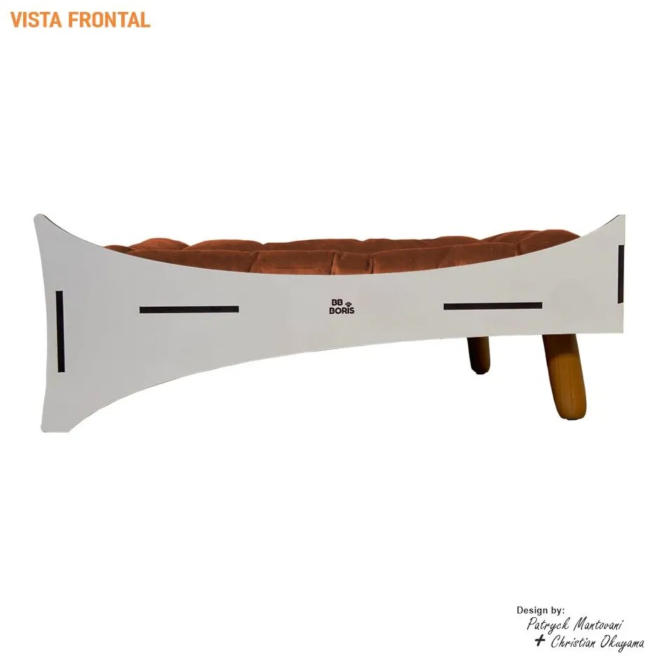Caminha de Cachorro Dog Line B800 Pés Palito Bege/Terracota - Sheep Estofados - Bege