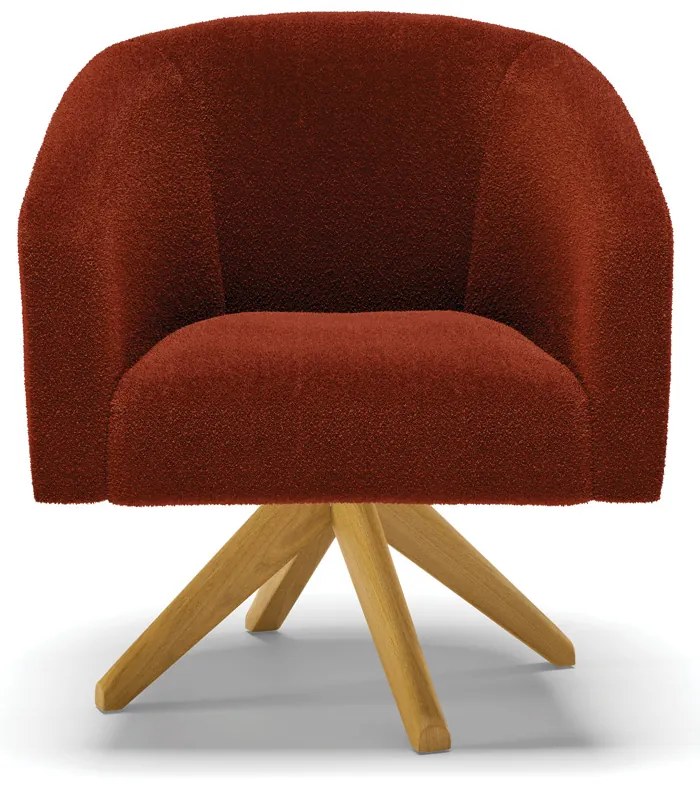 Poltrona Sala Decorativa Giratória Madeira Stella Bouclê D03 - D'Rossi - Terra