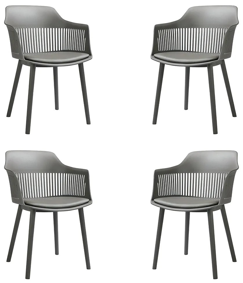 Kit 4 Cadeiras Decorativas Prescott Sala de Jantar PP/PU Cinza G56 - Gran Belo