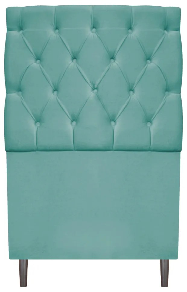 Kit Cabeceira e Calçadeira Liverpool 90 cm Solteiro Suede Azul Tiffany - ADJ Decor