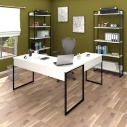 Conjunto Escritório 3 peças 1 Mesa em L e 2 Estantes Studio Industrial