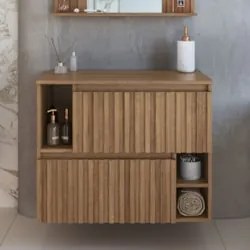 Gabinete Banheiro 75cm Para Cuba 2 Portas Tunís Mel F10  - Mpozenato