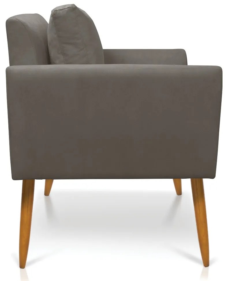Poltrona Aline Suede Pés Palito Castanho D03 - D'Rossi - Grafite