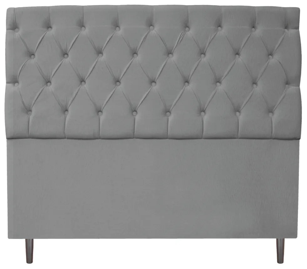 Kit Cabeceira e Calçadeira Liverpool 140 cm Casal Suede Cinza - ADJ Decor