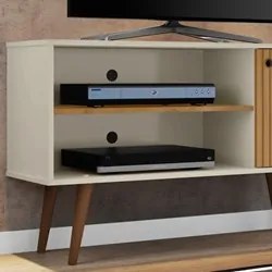 Rack Bancada Para TV Até 42 Pol. Pés Palito Jade Off White/Cinamomo/Ri