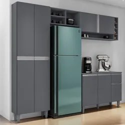 Cozinha Compacta Vanessa e Balcão Gabinete Com Pia Tatiane 120cm Cinza