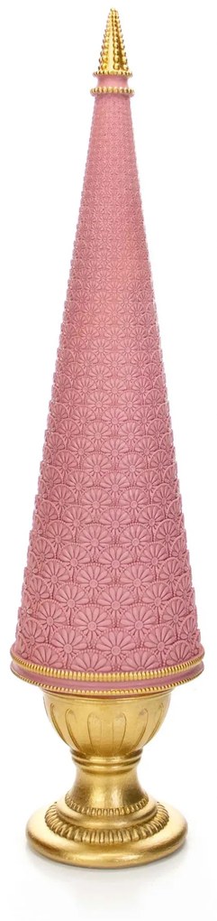 Árvore Decorativa de Natal Em Resina Rosa e Dourado 35 Cm - D'Rossi