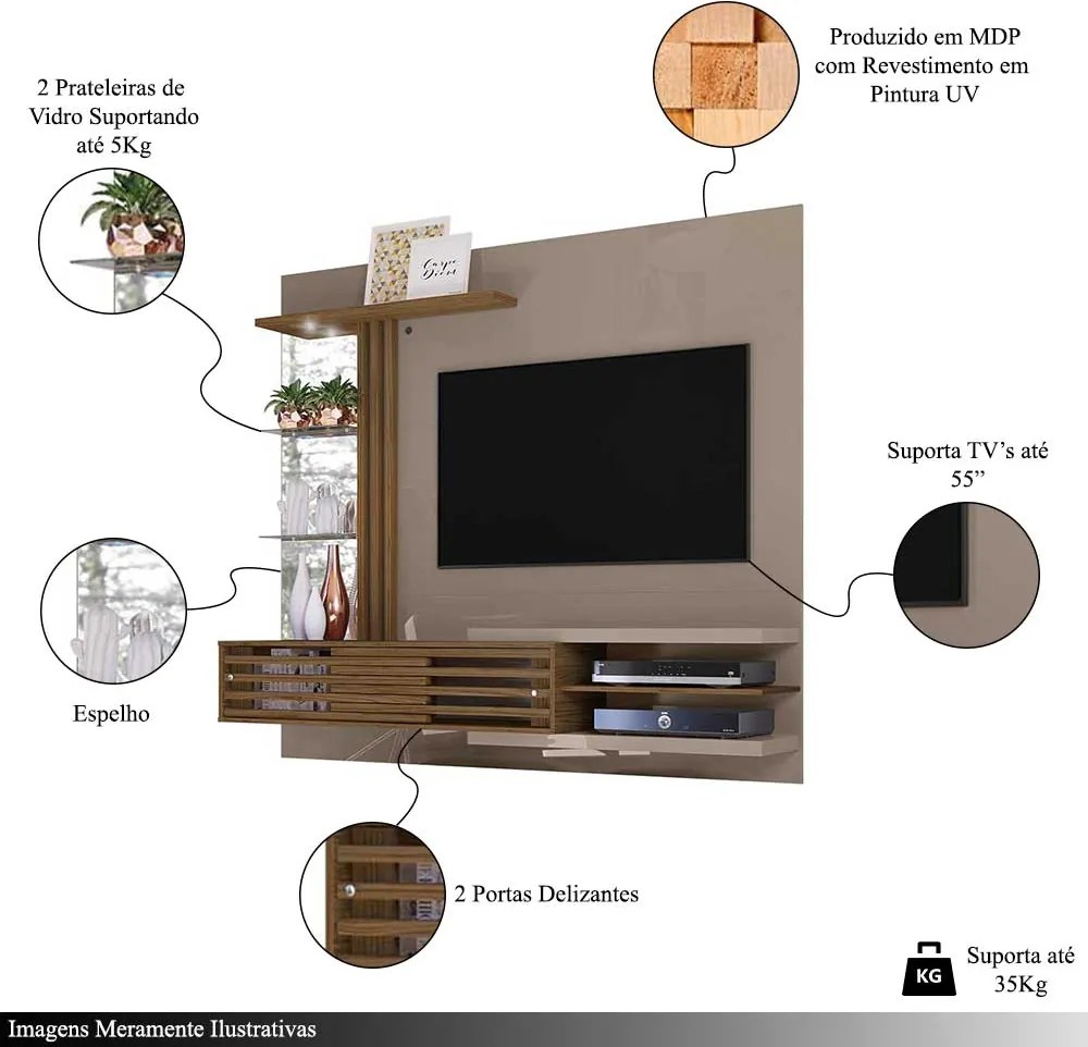 Bancada Suspensa Minum MDP Pintura UV até 55 Fendi/Naturale G97 - Gran Belo