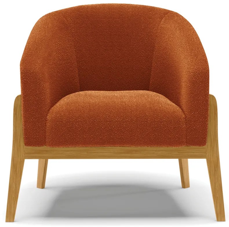 Poltrona Decorativa Base Madeira Stella PU Preto/Bouclê D03 - D'Rossi - Terra