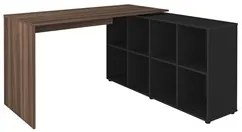 Mesa Escrivaninha em L Eron e Estante Livreiro Maly A06 Ipê/Preto - Mp