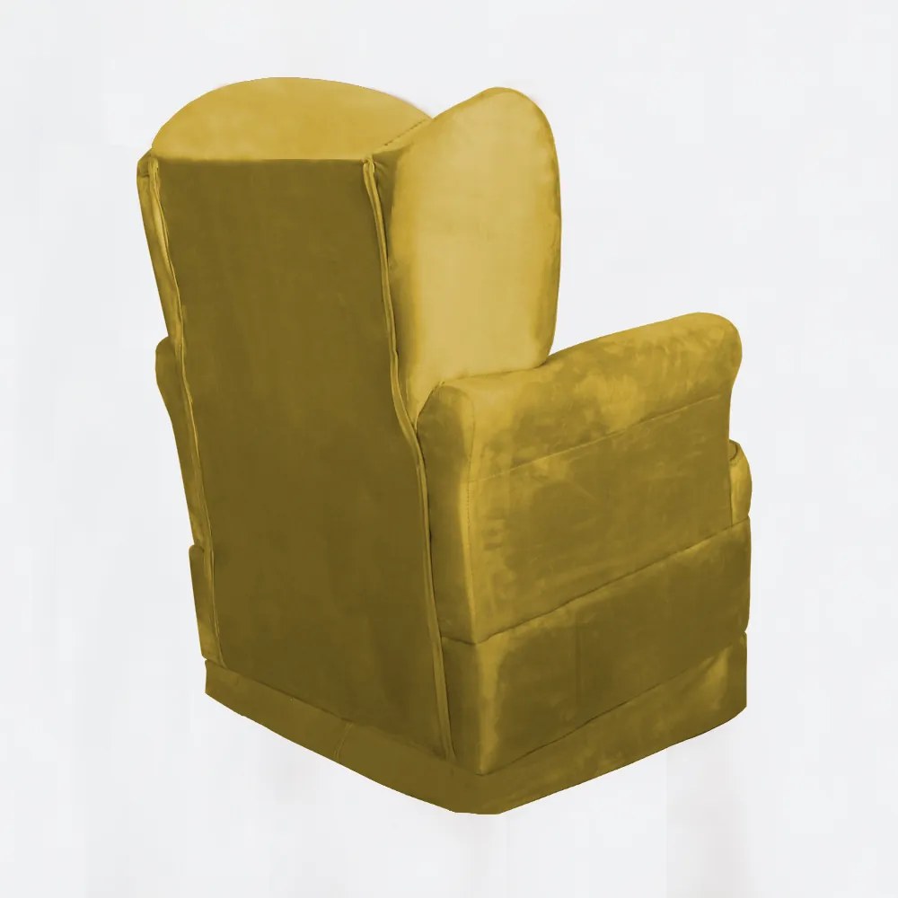 Conjunto Poltrona Ana de Amamentação com Balanço + Puff Ana Suede Amarelo