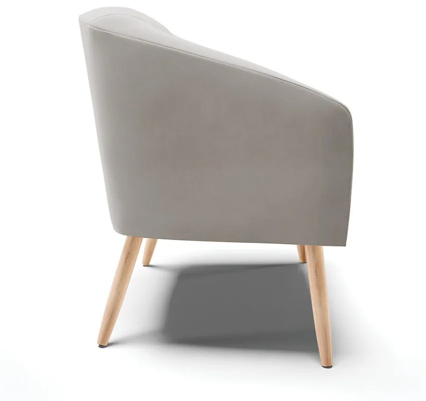Poltrona Stella Veludo Pés Palito Natural D03 - D'Rossi - Cinza