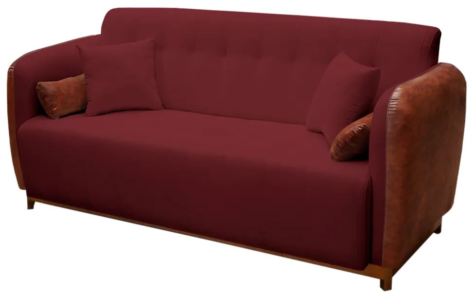 Sofá 3 Lugares Liverpool 1,90 m Compose Corino Ocre/Bordô - Decorar Estofados