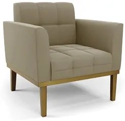 Poltrona Base Madeira Castanho Kit 2 Ana Suede Marrom RT - Ibiza