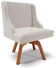 Kit 10 Cadeiras Estofadas Base Giratória de Madeira Lia Veludo Cinza -