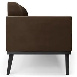 Sofá Namoradeira e 1 Poltrona Base Madeira Preto Maressa Suede Marrom