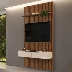 Painel para TV 60 Pol Ripado com Bancada Suspensa 143x240cm Pratisk D0