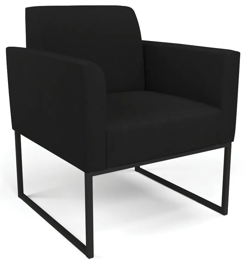 Sofá Namoradeira com Poltrona Base Industrial Preto Marisa Linho D03 - D'Rossi - A79 Preto