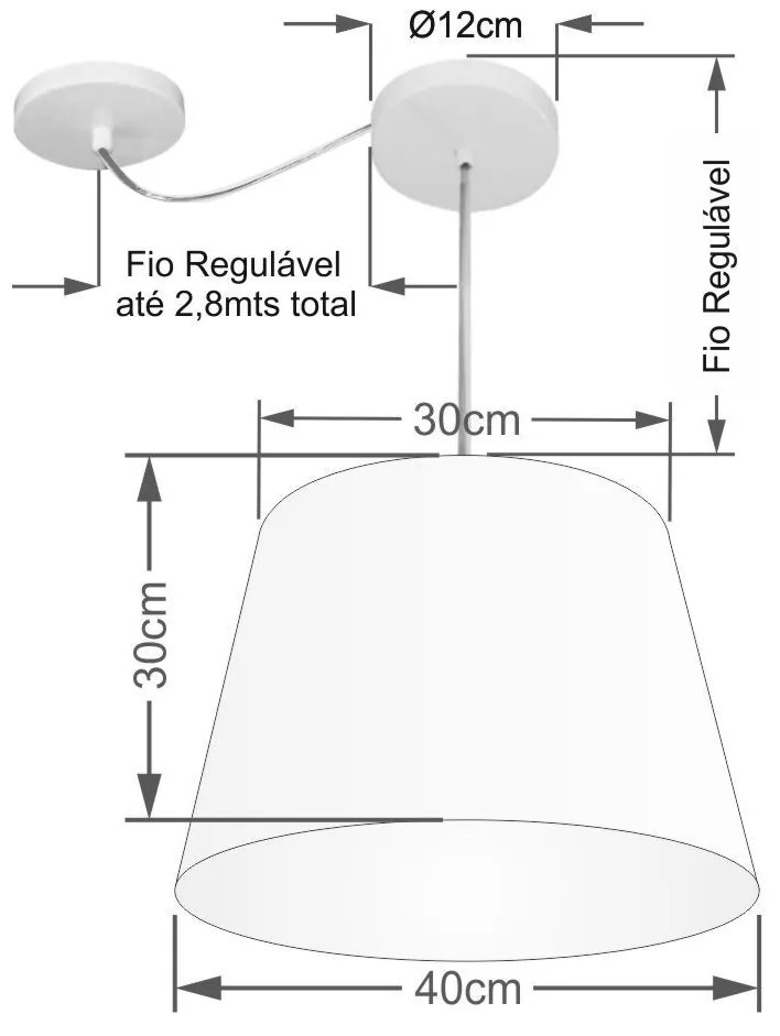 Lustre Pendente Cone Com Desvio Md-4280 Cúpula  30/30x40cm Preto - Bivolt