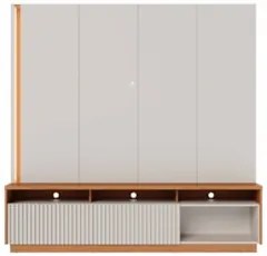 Estante Painel TV 75 Pol Com LED 200cm Mafra Freijó/Off White C05 - Mp