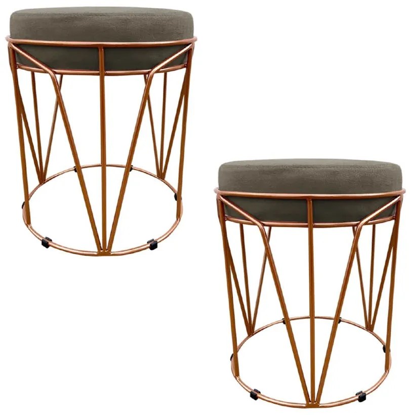 KIT 02 PUFF BABU SUEDE BASE COBRE DROSSI - Marrom Rato