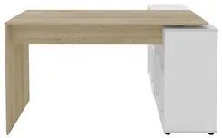 Mesa Escrivaninha em L 140x130cm 8 Nichos Eron A06 Carvalho/Branco - M