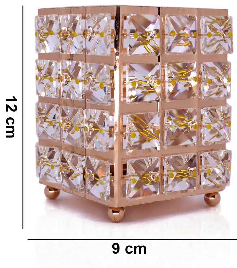 Porta Objeto Decorativo Dourado de Cobre 12x09x09 indo Decorar - D'Rossi