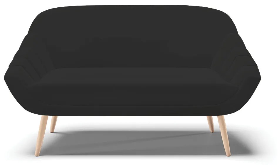 Kit 01 Namoradeira 02 Lugares e 02 Poltronas Giovana Veludo Pés Palito Natural - D'Rossi - Preto
