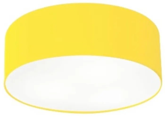 Plafon Cilíndrico Md-3005 Cúpula em Tecido 40x12cm Amarelo - Bivolt