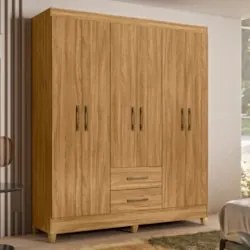 Guarda Roupa Casal 6 Portas 2 Gavetas 153cm Paraná Z17 Freijó - Mpozen