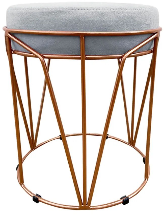 Puff Multiuso com Mesa Babu 2 em 1 Suede Base Cobre D'Rossi - Cinza