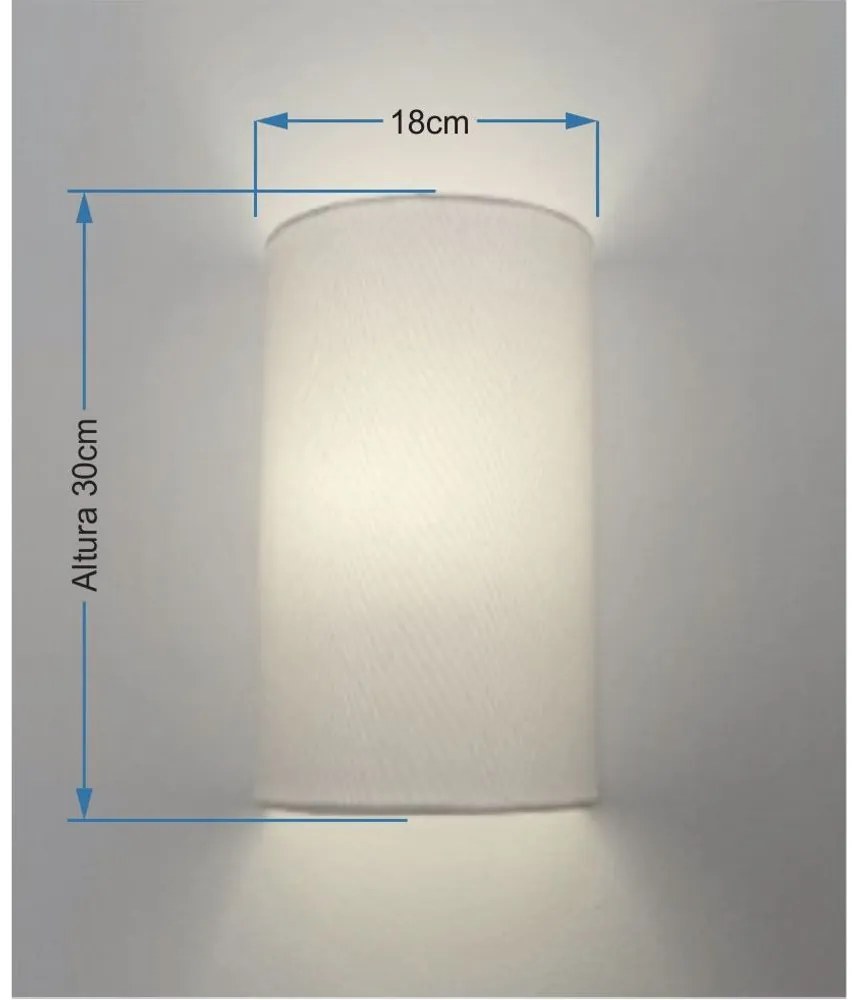 Arandela Meia Cana Md-2031 Cúpula em Tecido 30/18x16cm Branco - Bivolt
