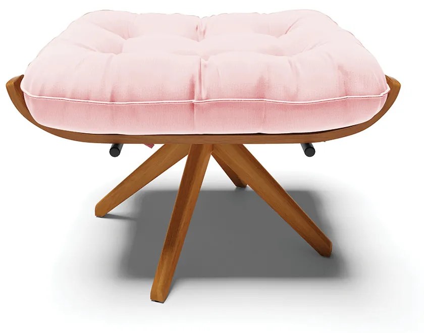 Puff Giratório Costela Suede Rosa Bebê Base de Madeira MA30 M11 - D'Rossi