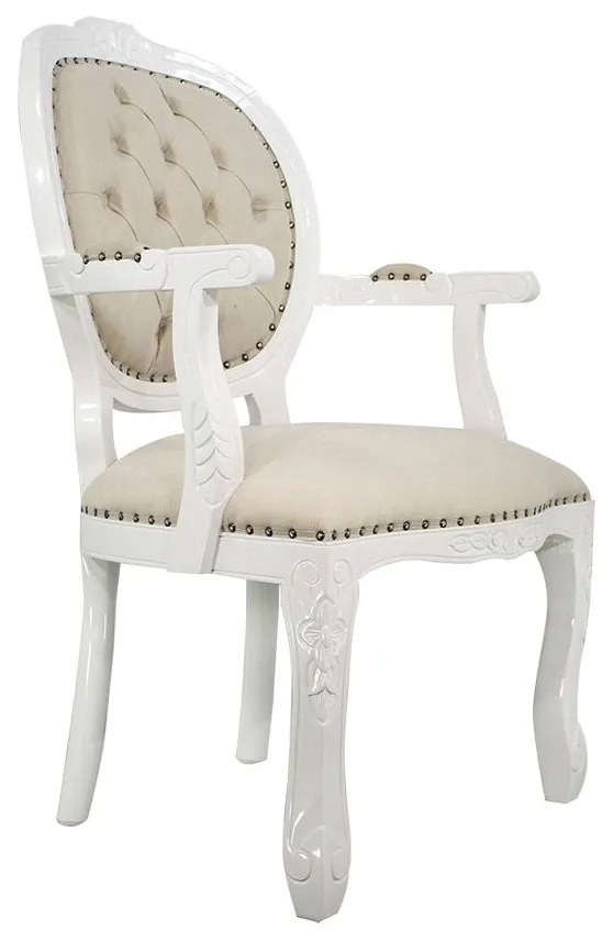 Poltrona Medalhão Entalhada com Tachas - Wood Prime 957257 Liso