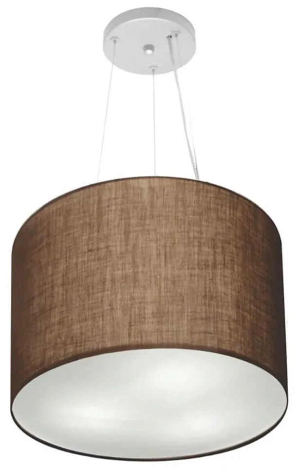 Lustre Pendente Cilíndrico Md-4183 Cúpula em Tecido 40x30cm Café - Bivolt