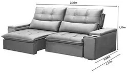 Sofá Retrátil Reclinável 3 Lugares 230cm Moritz F05 Veludo Prata - Mpo