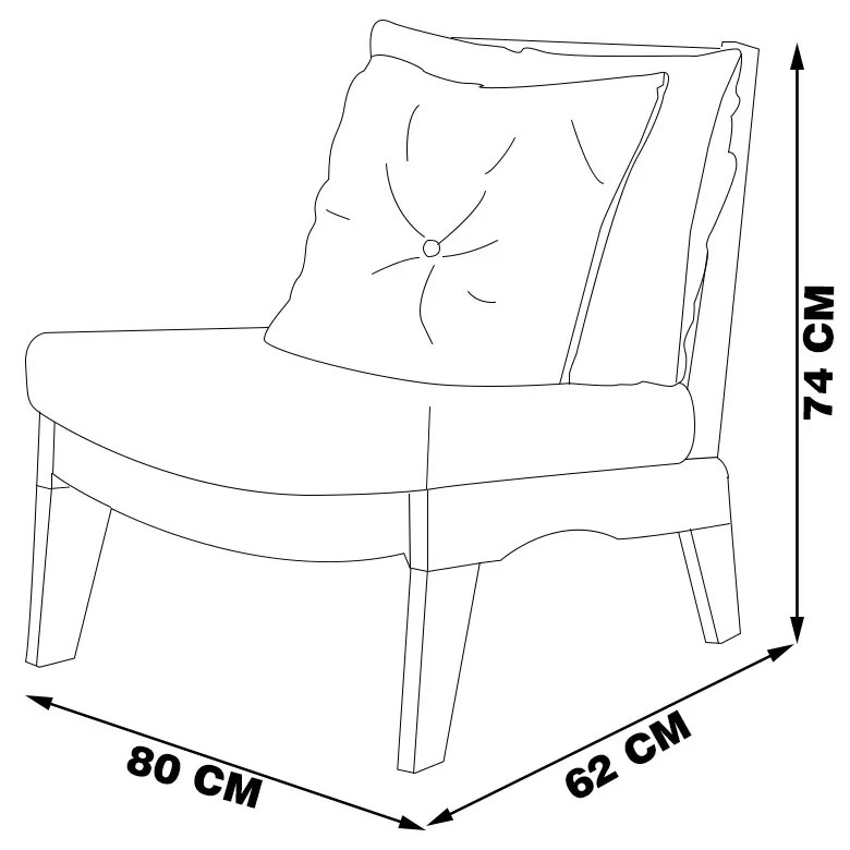 Poltrona Decorativa Sadie Linho Bege Claro/Imbuia G42 - Gran Belo