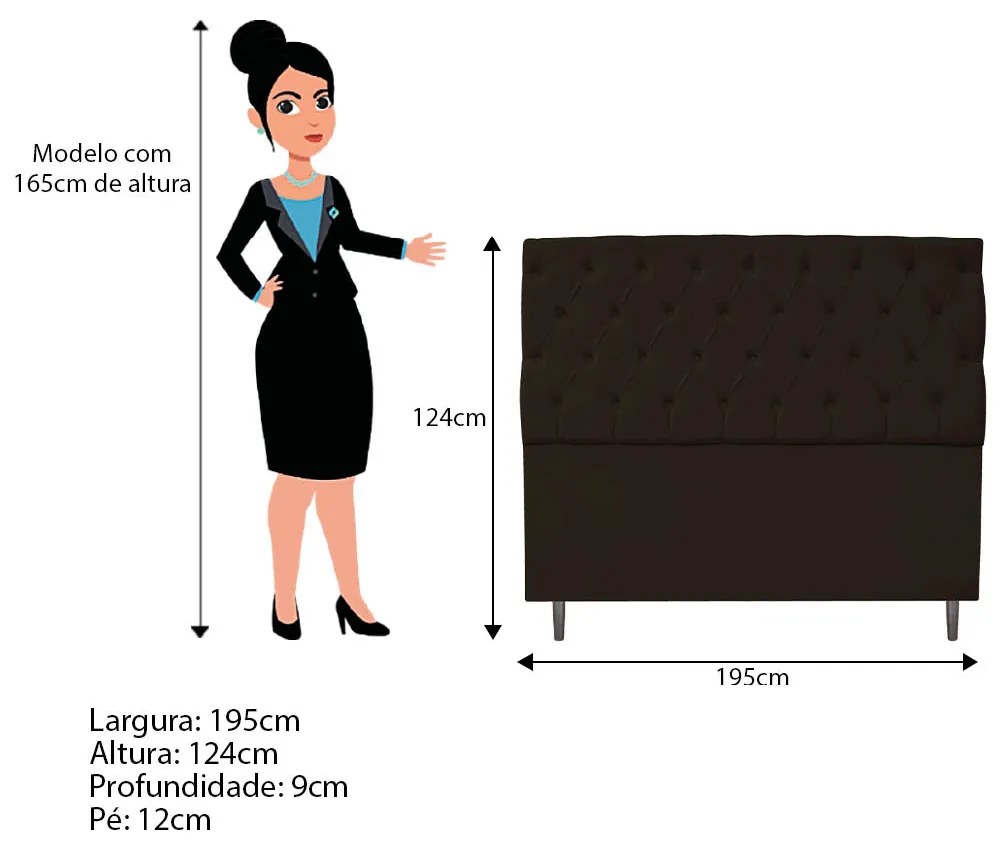 Kit Cabeceira e Calçadeira Liverpool 195 cm King Size Corano Marrom - ADJ Decor