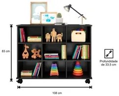 Kit 2 Nichos Organizadores Multifuncionais com Rodízios Toys Q01 Preto