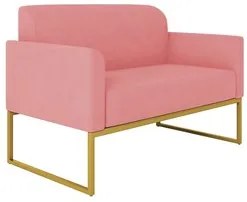 Poltrona Namoradeira 2 Lugares Base Industrial Dourada Maressa S17 Sue