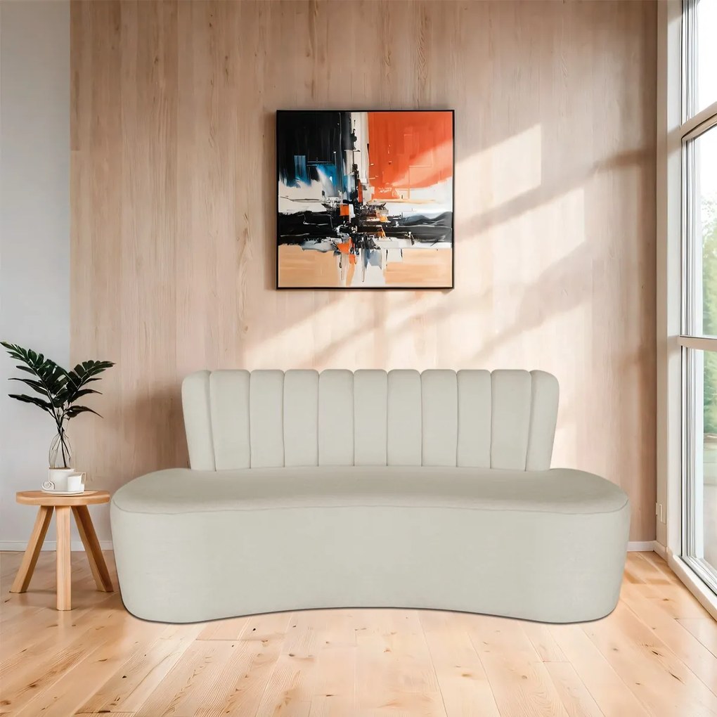 Sofá Curvo 2 Lugares Organico Sala Recepção Escritório Valência 140cm Bouclé