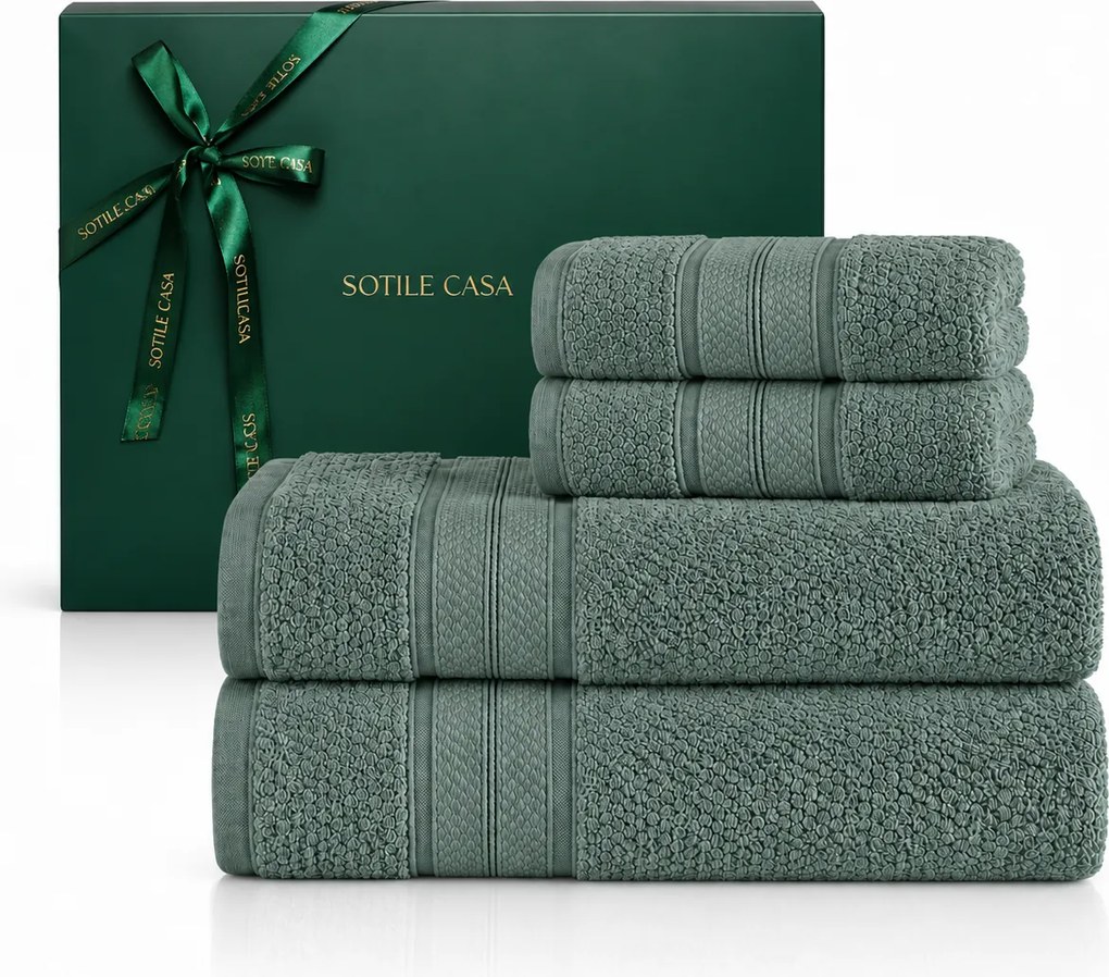 Kit 4 Pçs Toalhas Karsten 100% Algodão Nuvia c/ Caixa de Presente Natal - Oásis  Oásis