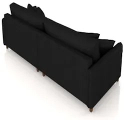 Sofá 3 Lugares Living 192cm Pé Madeira Zoe Sintético Preto Z08 - Mpoze