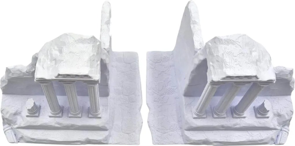 Aparador de Livros Ruínas Gregas - 2 Cores Prata ou Branco - Branco - 2 Peças