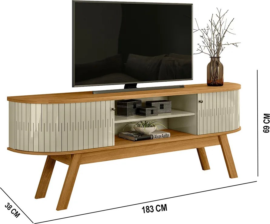Rack TV 75 Pol 183cm Bancada para Sala Enzari M20 - D'Rossi - Cumaru e Opala