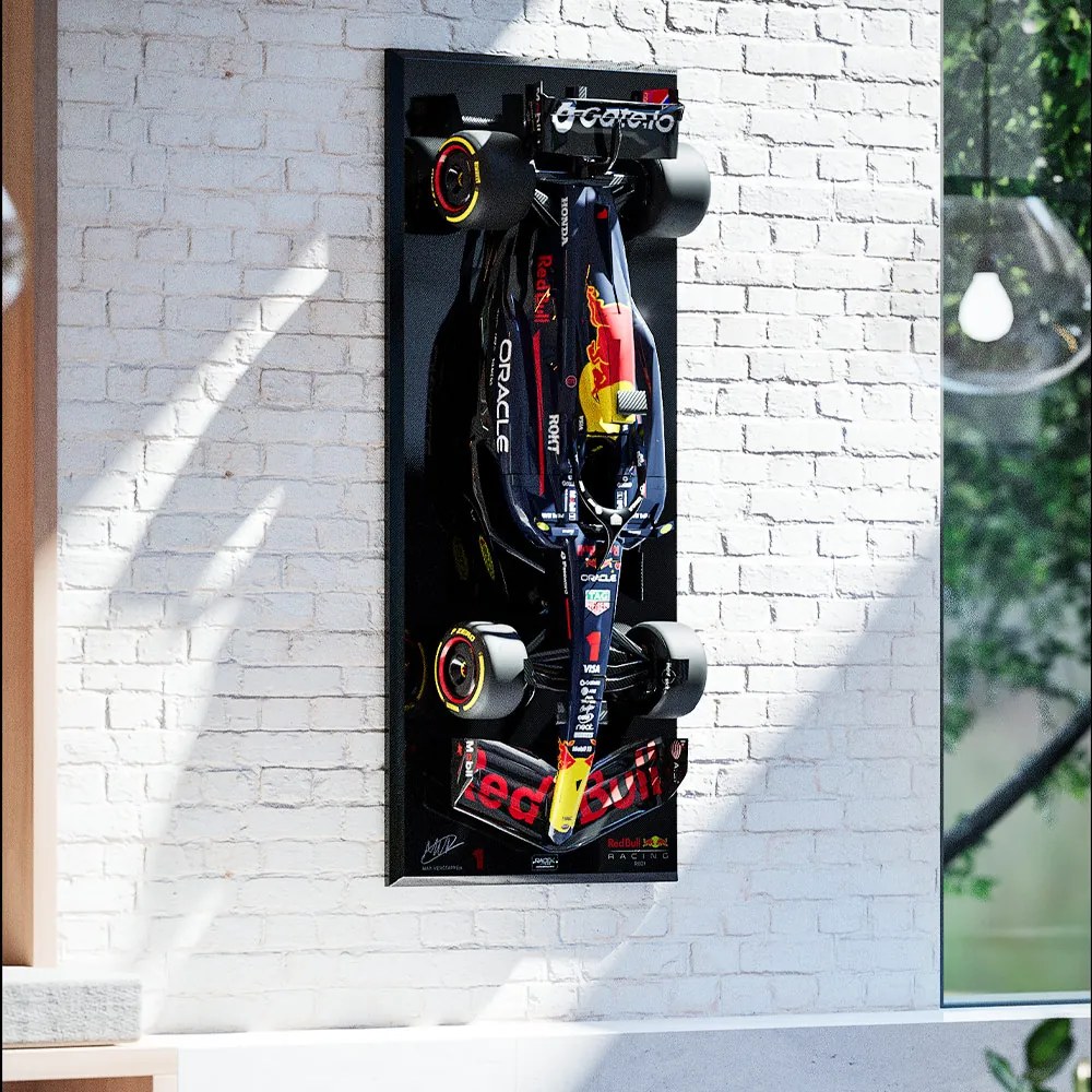 Quadro 1.4 Decorativo F1 RB19 Artesanal Fibra de Vidro e Polietileno Verstappen 2022 Azul G53 - Gran Belo
