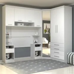 Guarda Roupa Solteiro Modulado CP05 Taiga Branco L01        - Mpozenat
